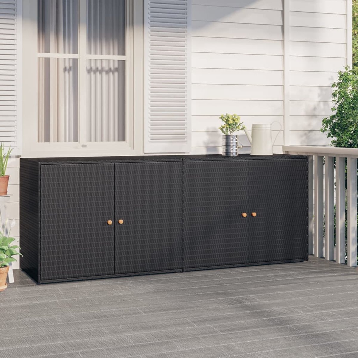 Vidaxl Tuinkast 198x55,5x80 Cm Poly Rattan - Negro