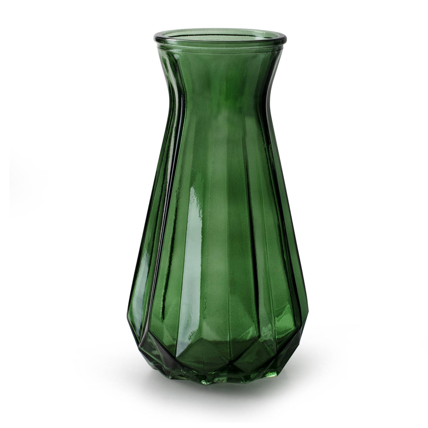 Bloemenvaas/transparant Glas - H15 X D10 Cm - Vazen - Groen