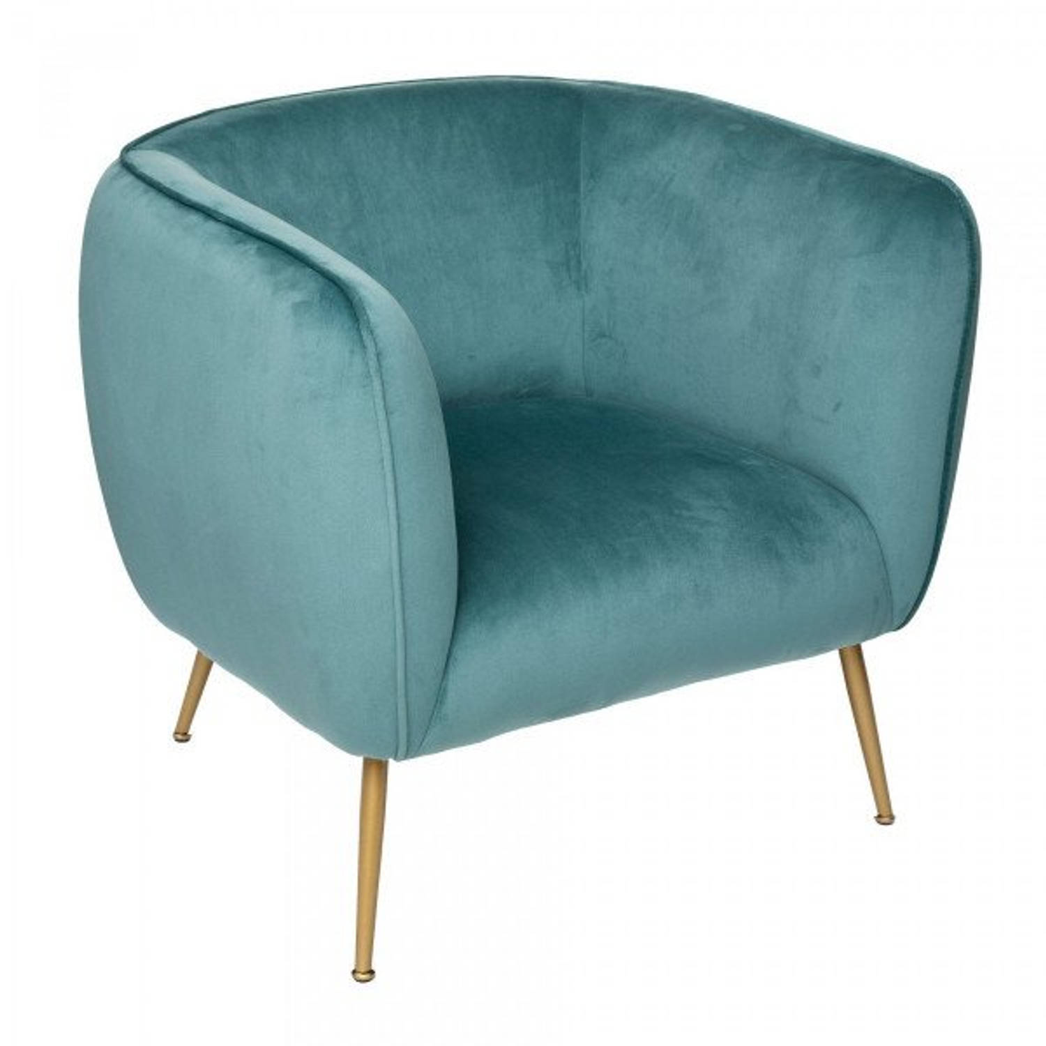 Casa Di Elturo Velvet Fauteuil Bombi Ijs Blauw Met Goudkleurige Poten