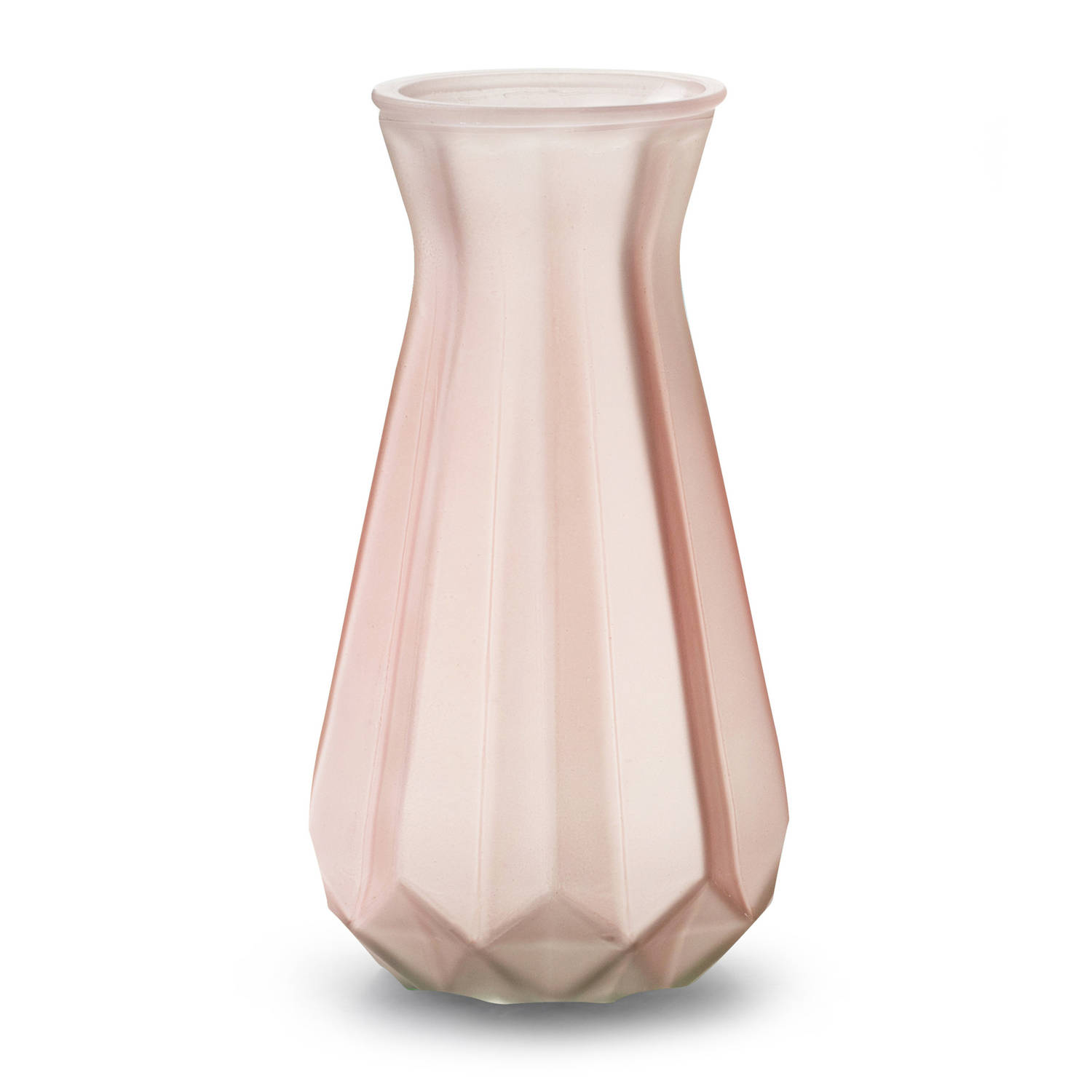 Bloemenvaas/transparant Glas - H18 X D11.5 Cm - Vazen - Roze