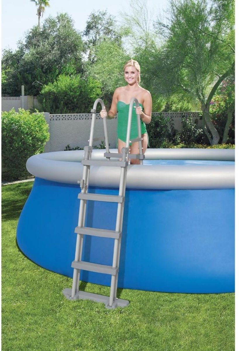 Bestway - Fast Set - Opblaasbaar Zwembad Inclusief Filterpomp En Zwembadtrap - 457x122 Cm - Rond