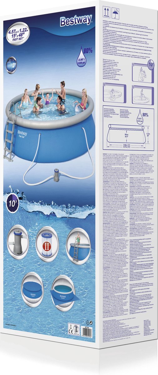 Bestway - Fast Set - Opblaasbaar Zwembad Inclusief Filterpomp En Zwembadtrap - 457x122 Cm - Rond