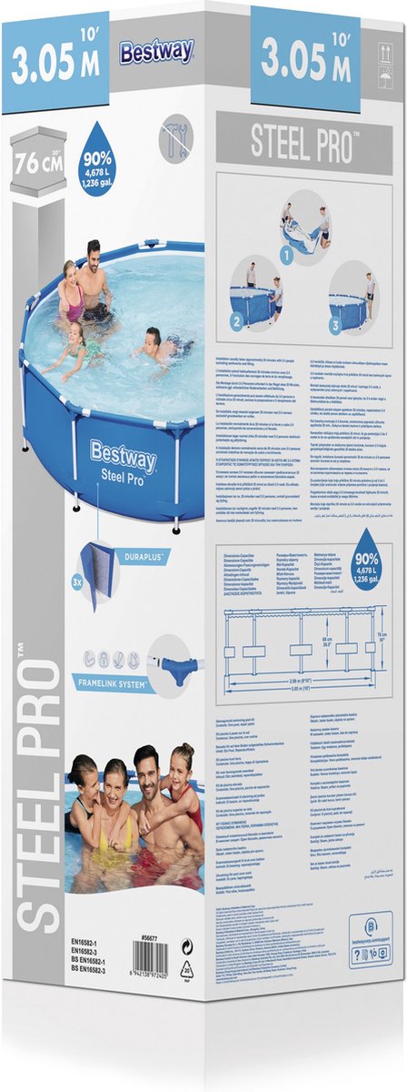 Bestway - Steel Pro - Opzetzwembad - 305x76 Cm - Rond - Blauw