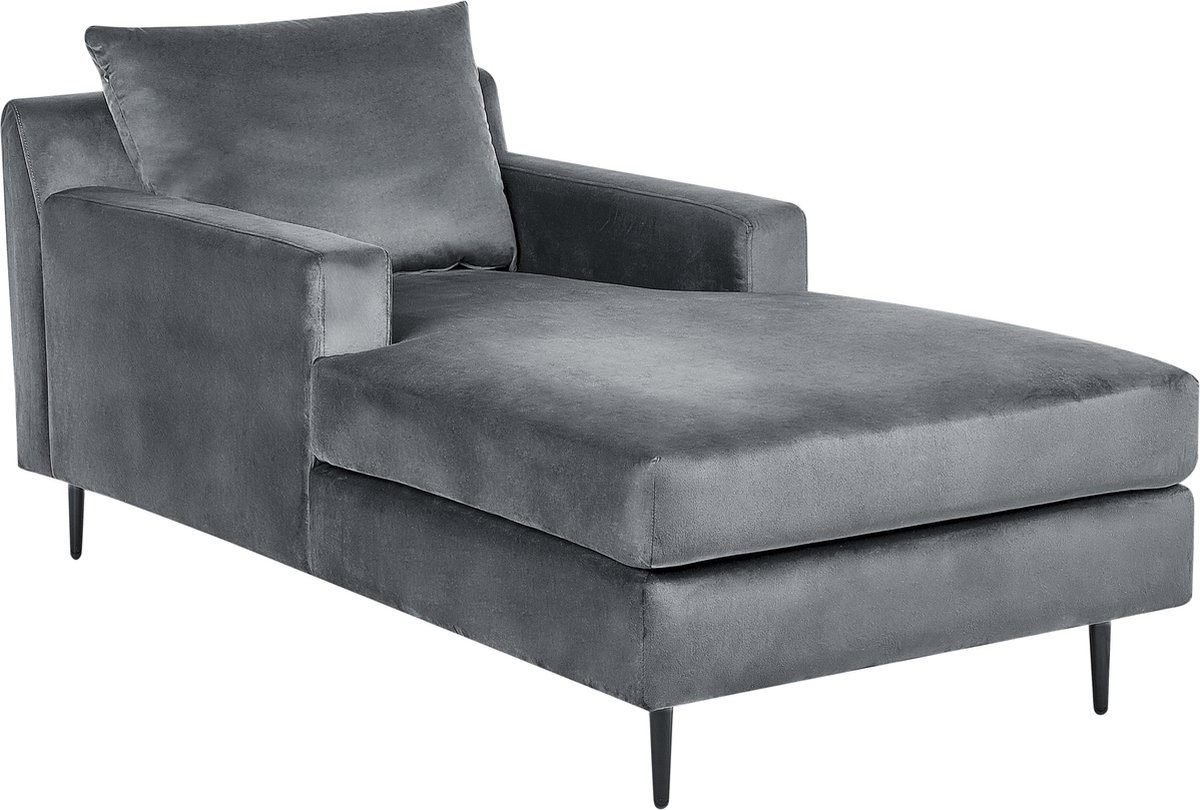 Beliani Gueret - Chaise Longue--fluweel - Grijs