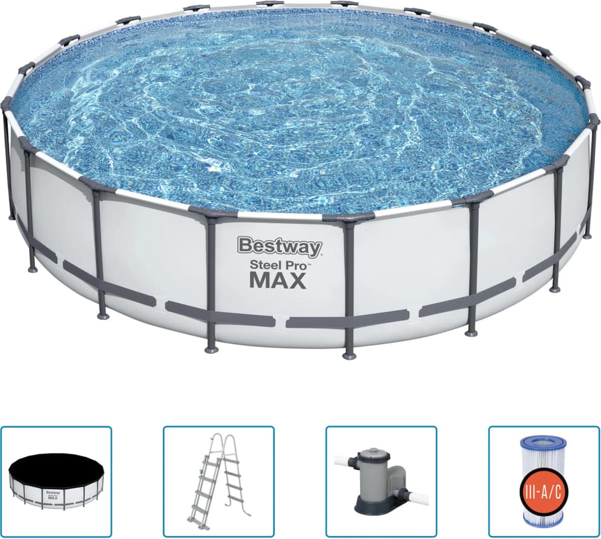 Bestway - Steel Pro Max - Opzetzwembad Inclusief Filterpomp En Accessoires - 549x122 Cm - Rond