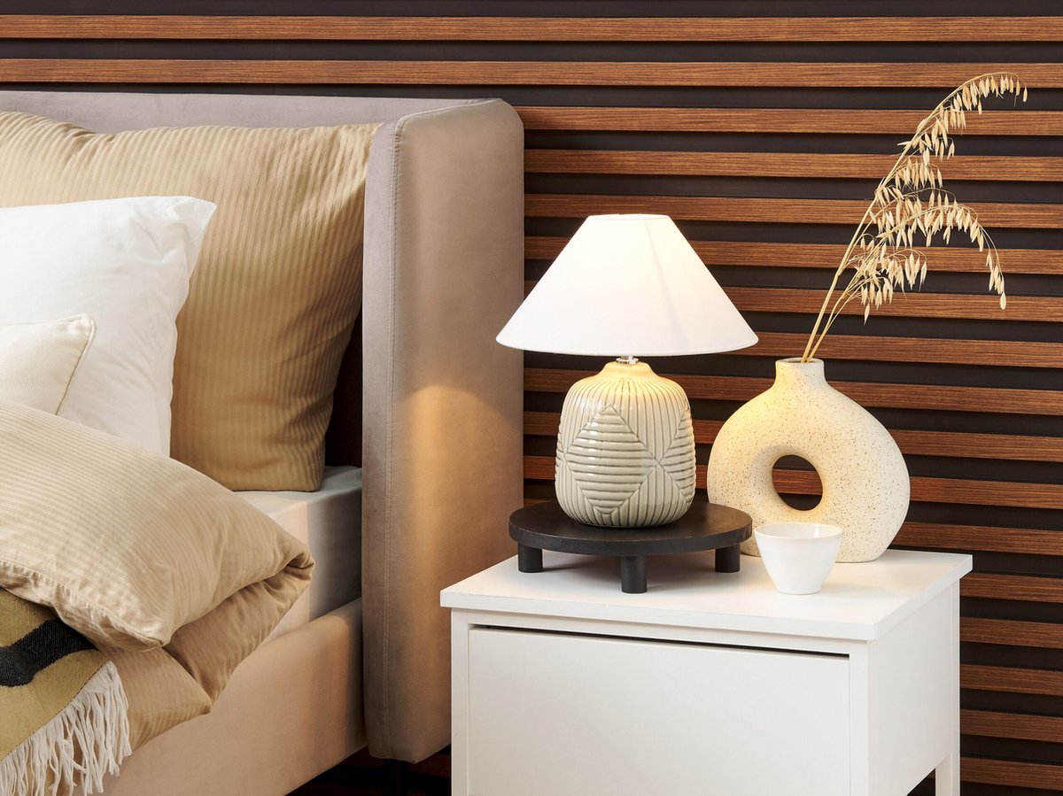 Beliani Canelles - Tafellamp--keramiek - Grijs