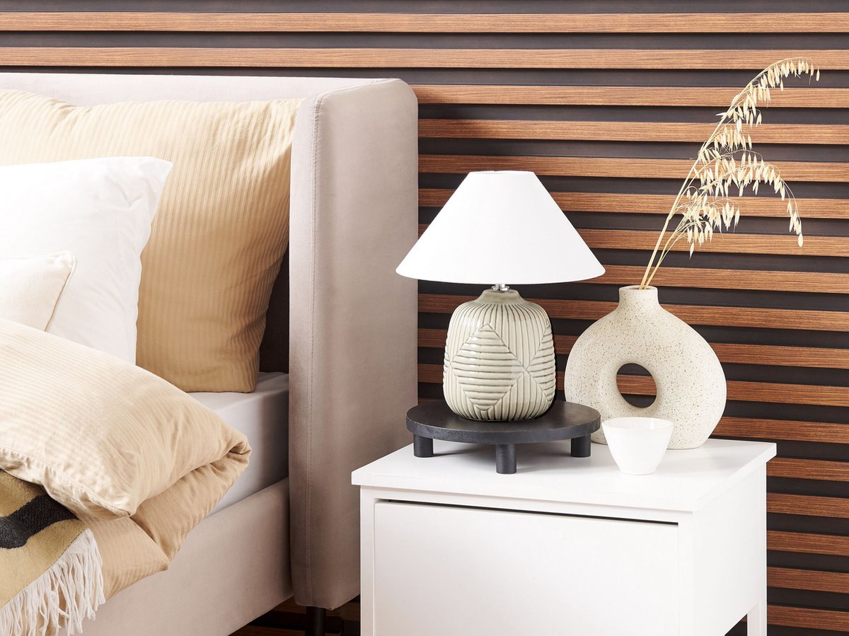 Beliani Canelles - Tafellamp--keramiek - Grijs