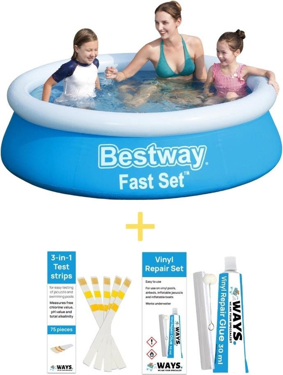 Bestway Zwembad - Fast Set - 183 X 51 Cm - Inclusief Reparatiesetje & 75 Teststrips - Blauw