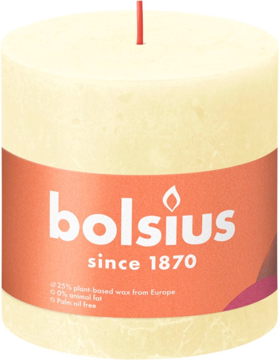 Bolsius Rustiek Stompkaars Shine 100/100 Butter Yellow - Geel