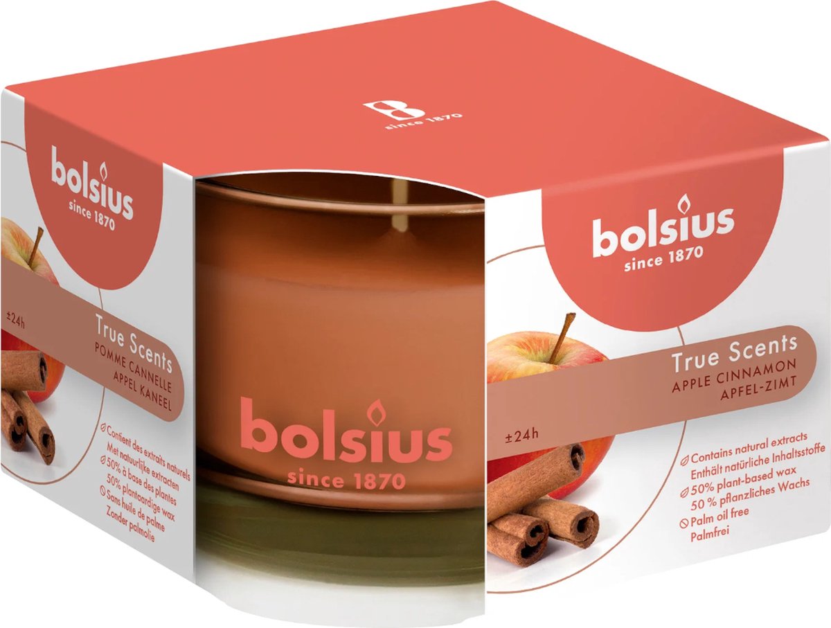 Bolsius Geurglas 63/90 True Scents Apple Cinnamon - Rood