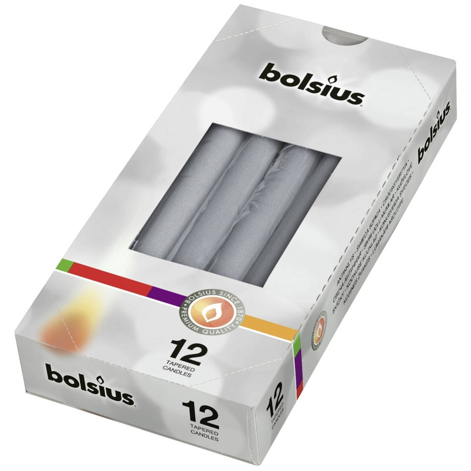 Bolsius 5 Stuks Gotische Kaarsen Doos 12 Met. Zilver .