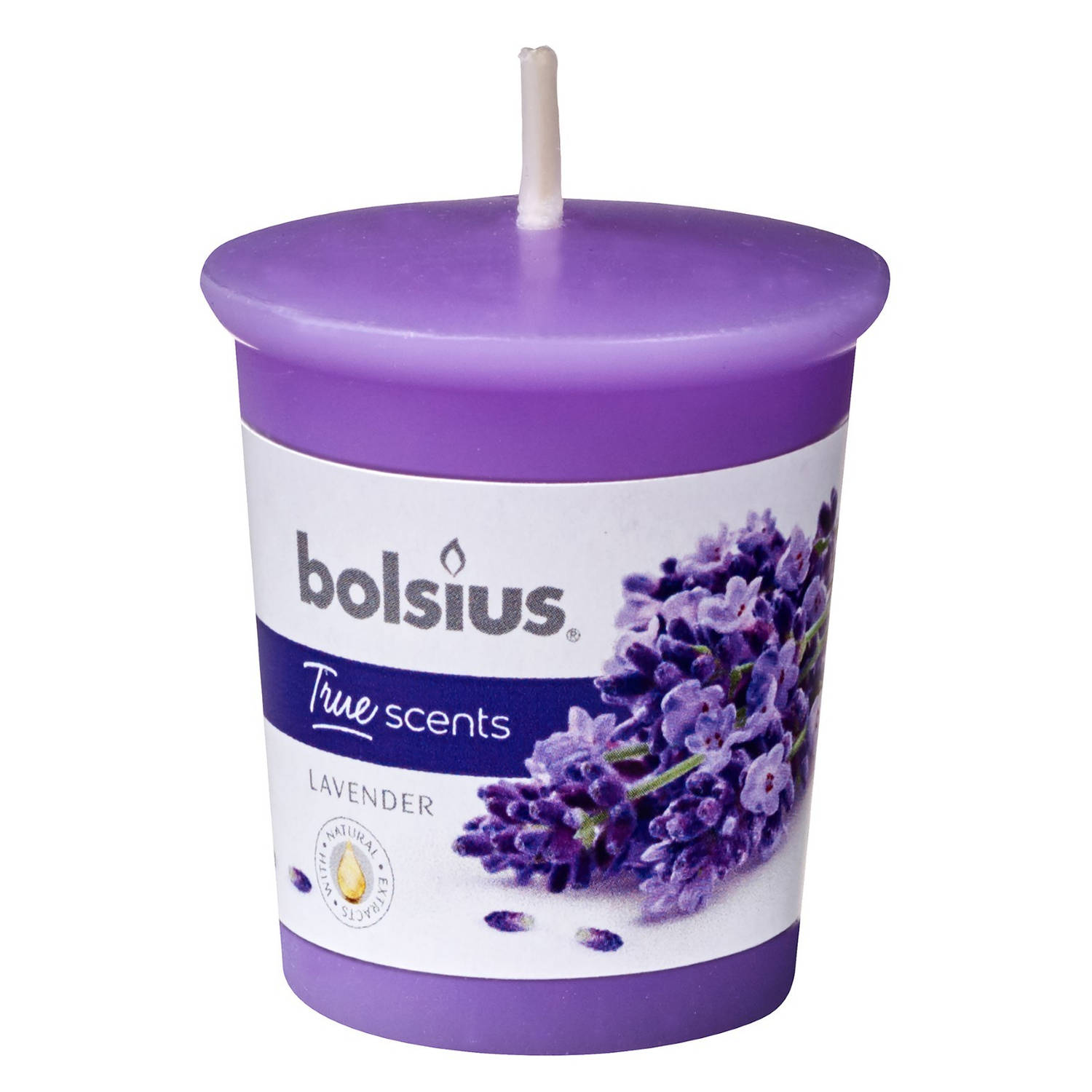 Bolsius 3 Stuks Votive 53/45 Rond True Scents Lavendel - Paars