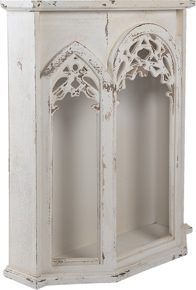 Clayre & Eef Wandkast 76x26x82 Cm Wit Hout Opbergkast Vitrinekast Wit Opbergkast Vitrinekast