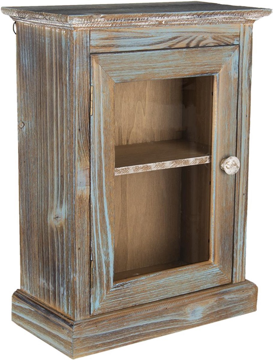 Clayre & Eef Wandkast 30x15x40 Cm Blauw Hout Rechthoek Opbergkast Opbergkast - Bruin