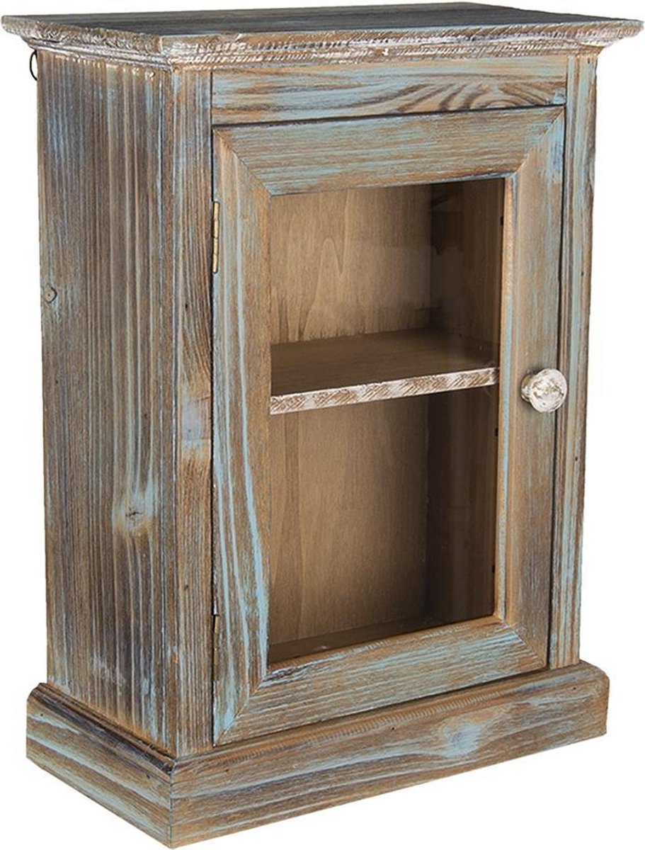 Clayre & Eef Wandkast 30x15x40 Cm Blauw Hout Rechthoek Opbergkast Opbergkast - Bruin