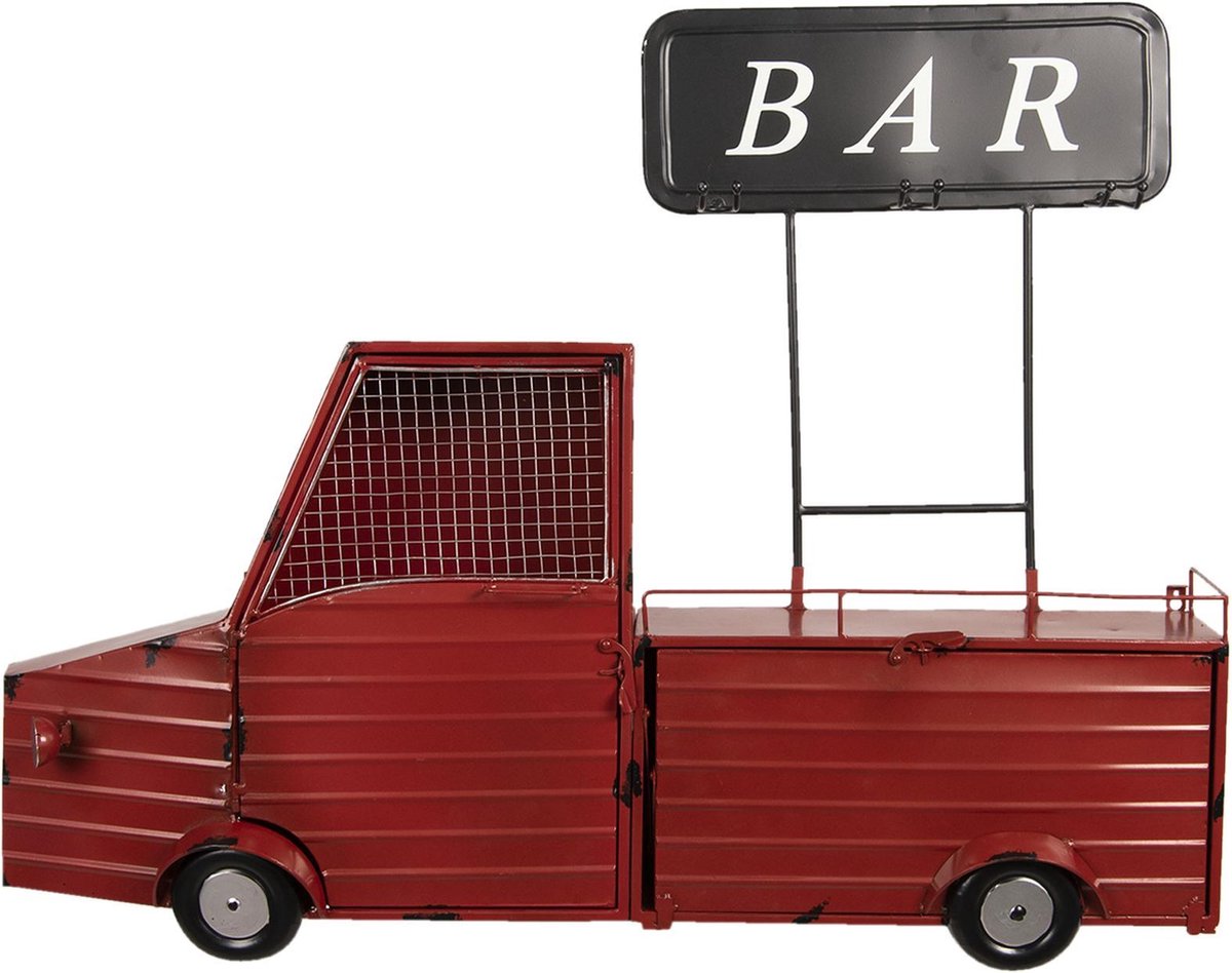 Clayre & Eef Wandkast 97x16x77 Cm Ijzer Bar Opbergkast Hangkast Opbergkast Hangkast - Rood