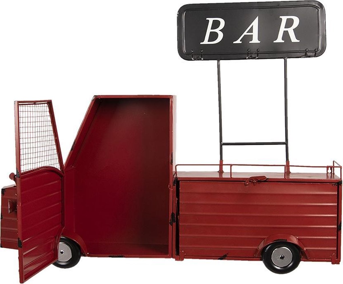 Clayre & Eef Wandkast 97x16x77 Cm Ijzer Bar Opbergkast Hangkast Opbergkast Hangkast - Rood