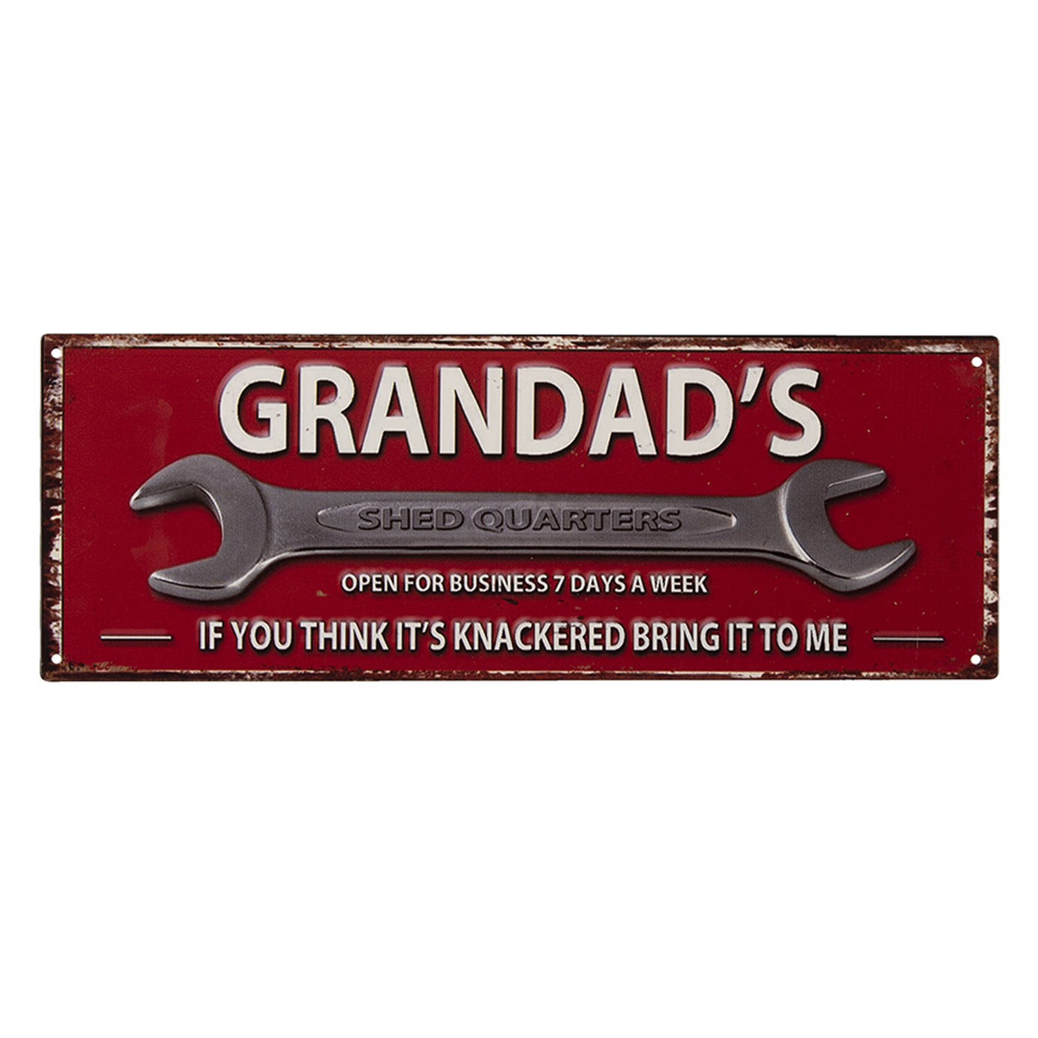 Clayre & Eef Tekstbord 36x13 Cm Ijzer Grandads Wandbord Spreuk Wandplaat Wandbord Spreuk - Rood