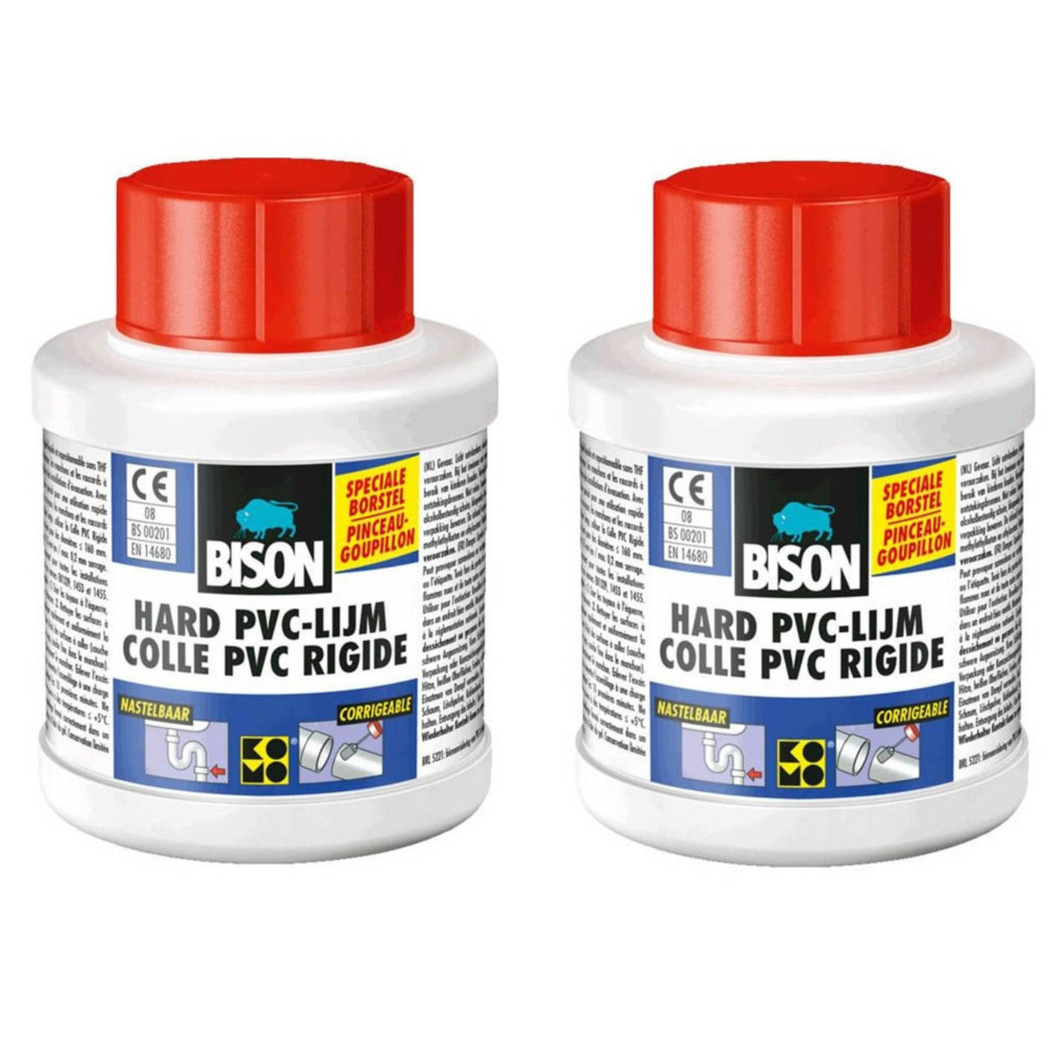 Bison 2x Potjes Hard Pvc Lijm 100 Ml - Montagelijm