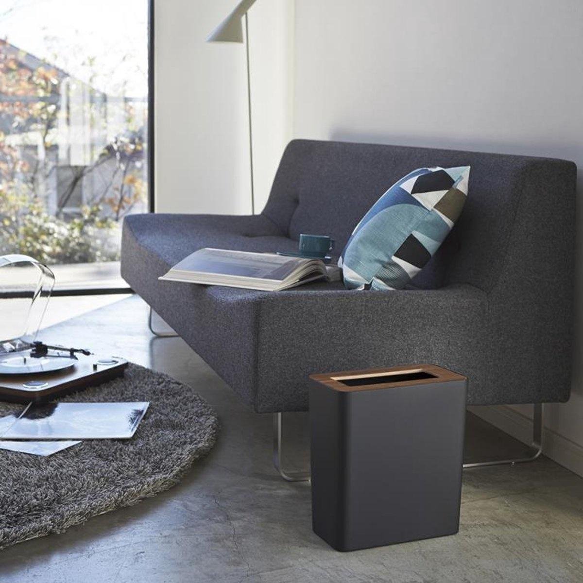 Yamazaki Trash Can Square - Rin - Brown - Zwart