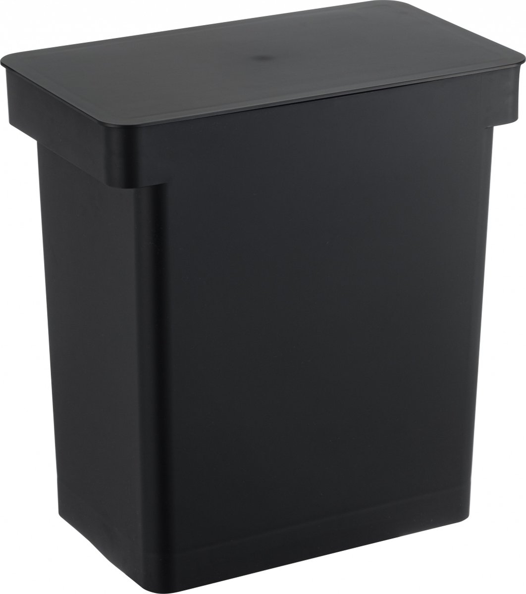 Yamazaki Airtight Trash Can With Caster - Tower - Black - Zwart