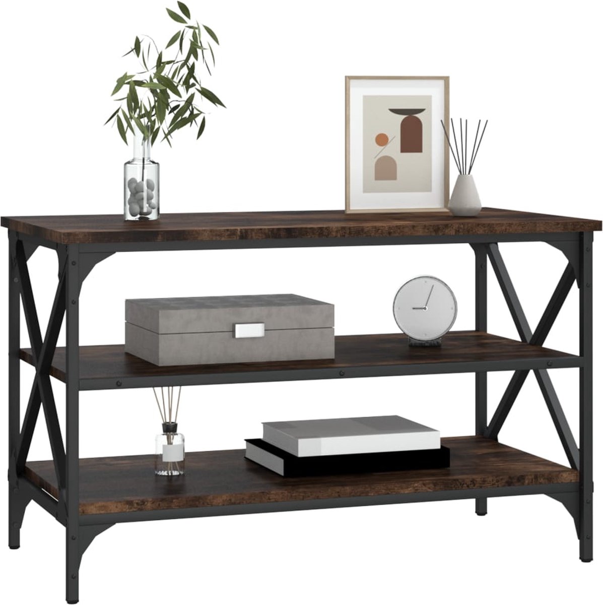 Vidaxl Tv-meubel 80x40x50 Cm Bewerkt Hout Gerookt Eikenkleurig - Bruin