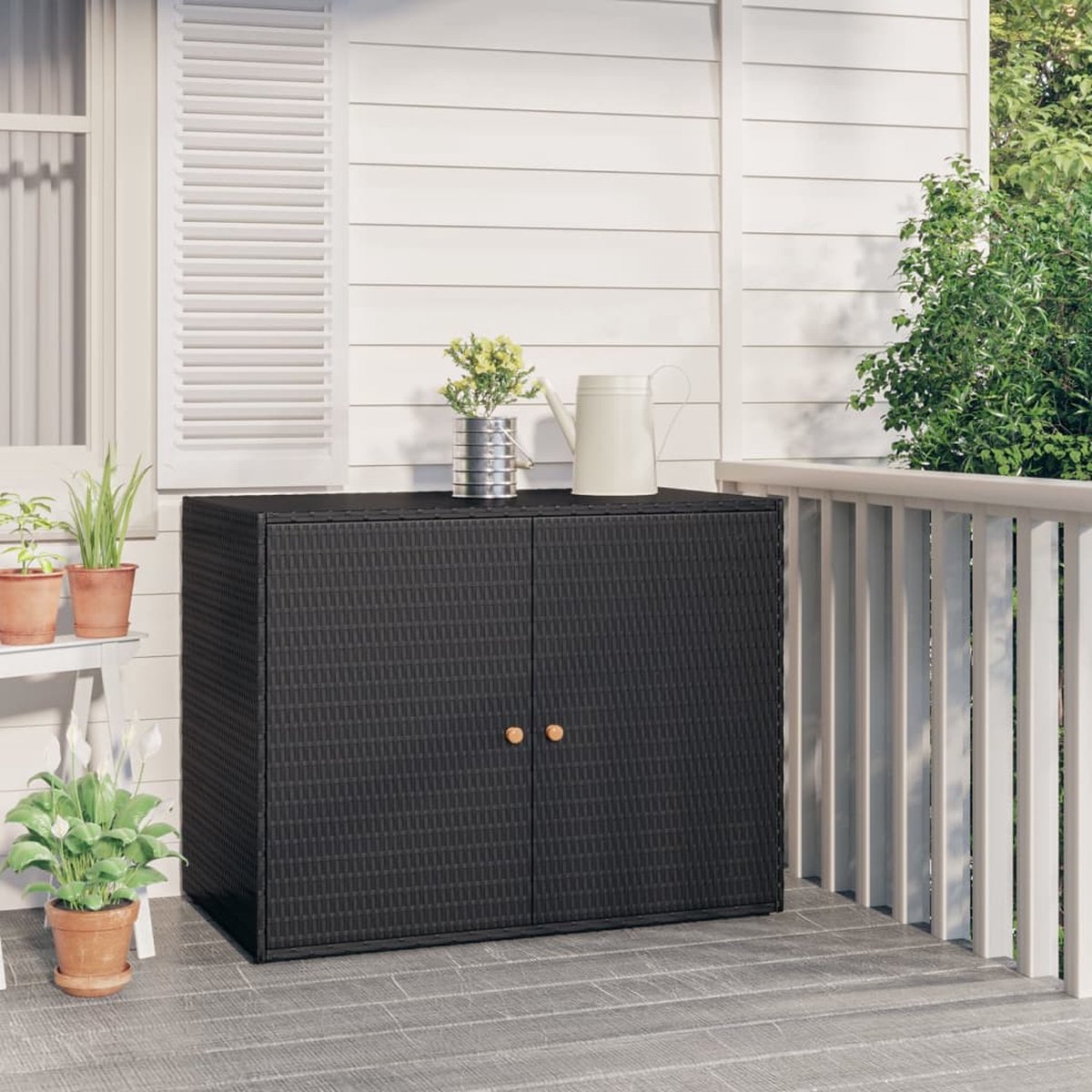 Vidaxl Tuinkast 100x55,5x80 Cm Poly Rattan - Negro