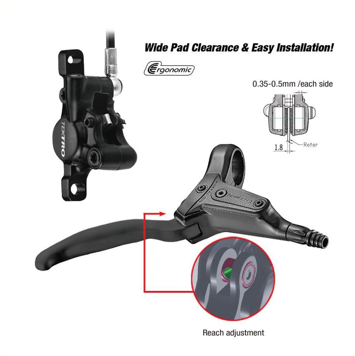 Tektro Schijfrem-set Hydro Rechts Hd-t386 1800mm