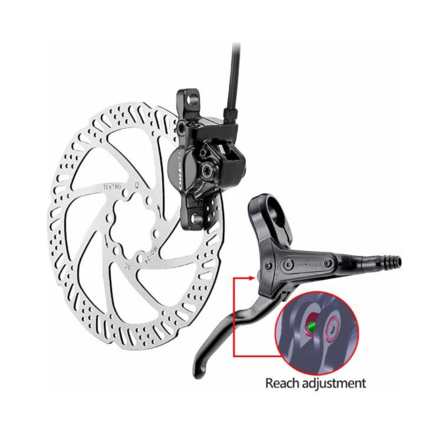 Tektro Hd-m285 Hydraulische Schijfremset Rechts 1800mm - Zwart