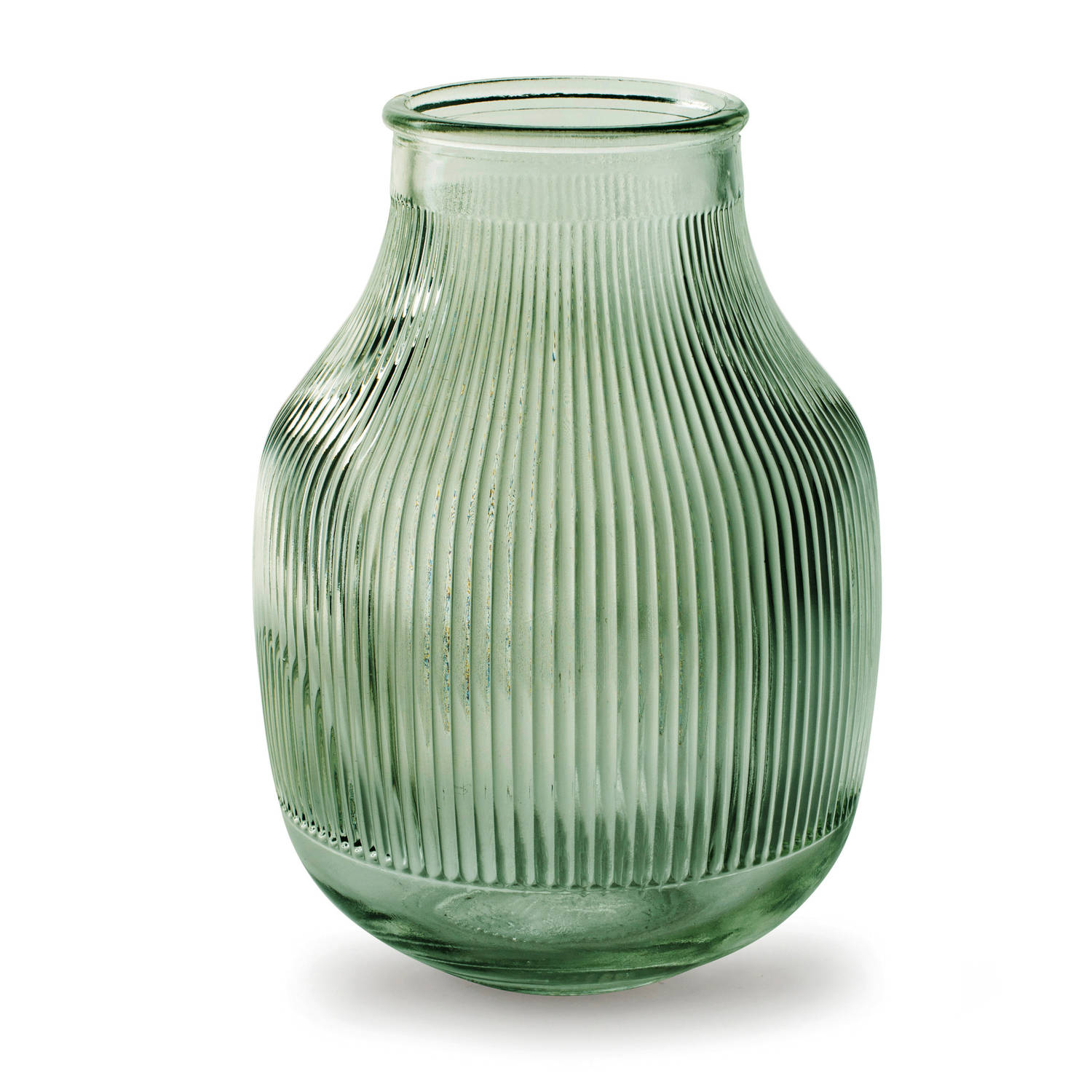 Bloemenvaas/transparant Glas - H22 X D15.8/11.3 Cm - Vazen - Groen