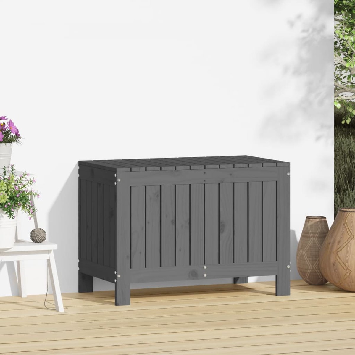 Vidaxl Tuinbox 76x42,5x54 Cm Massief Grenenhout - Grijs