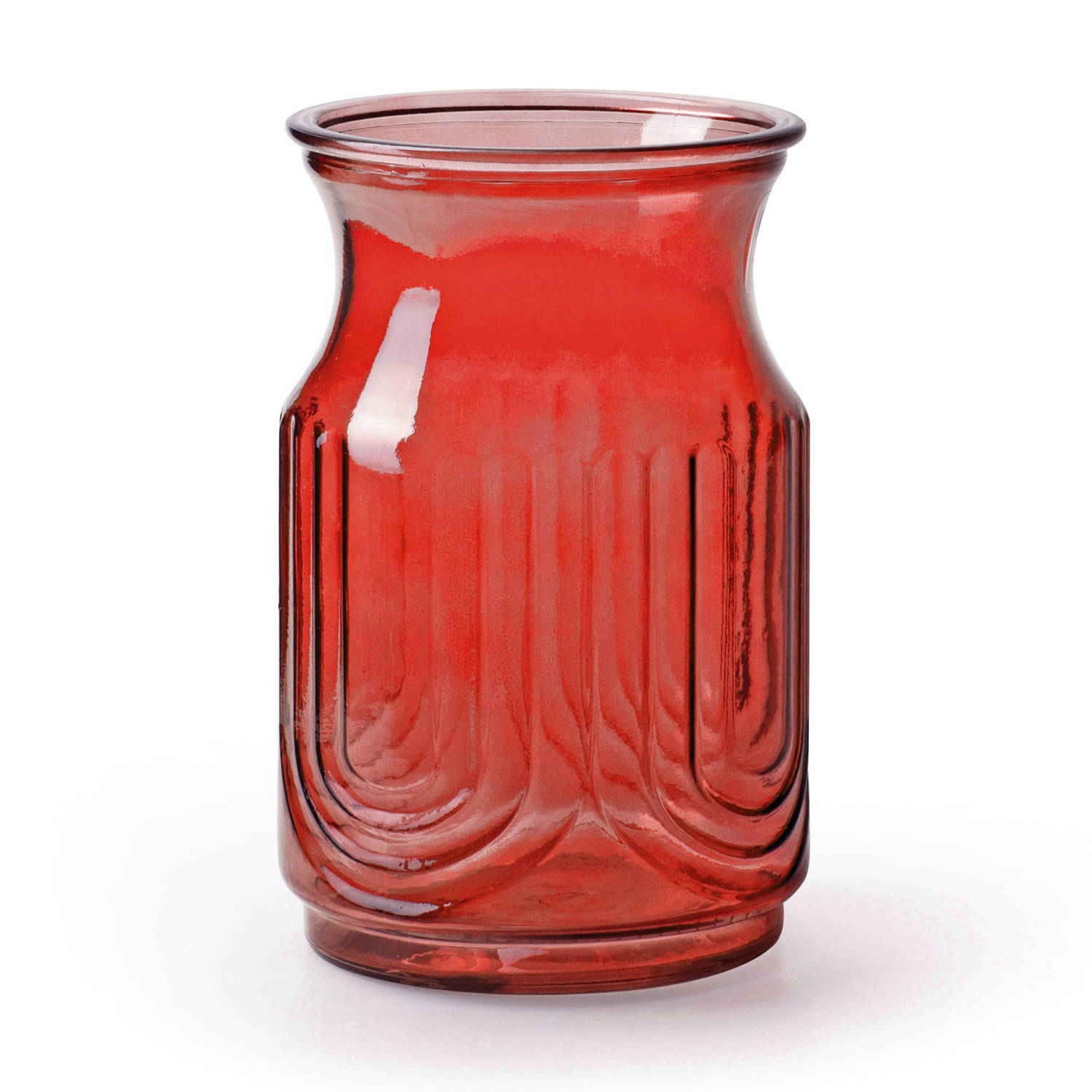 Bloemenvaas/transparant Glas - H20 X D12.5 Cm - Vazen - Rood