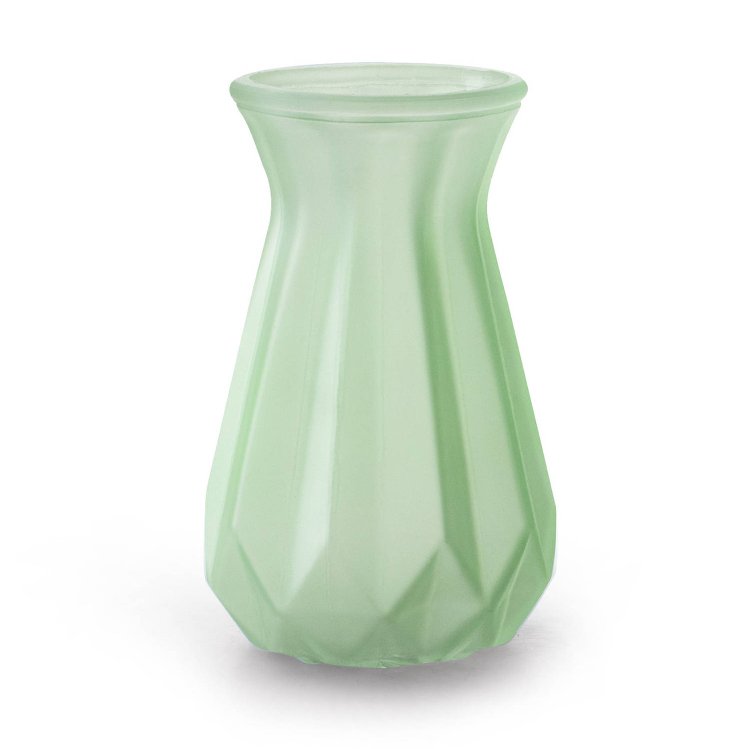 Bloemenvaas - Mint/transparant Glas - H15 X D10 Cm - Vazen - Groen