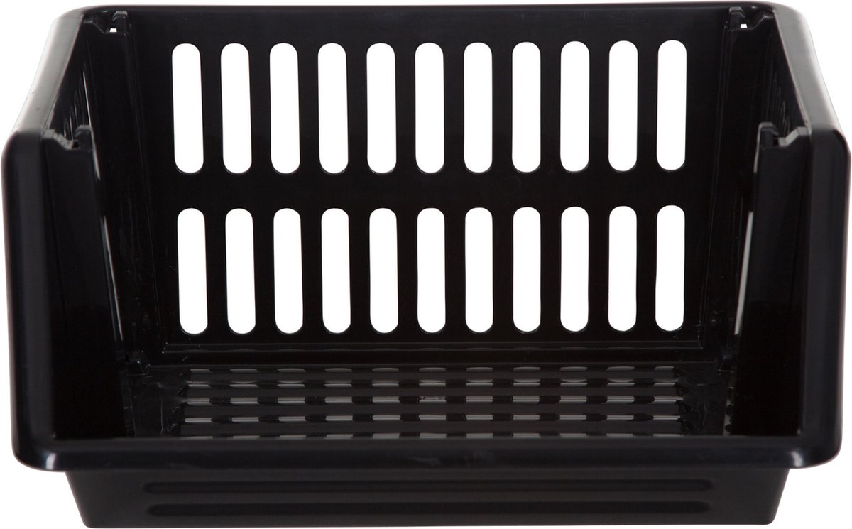 Mand/organizer - 4x - Stapelbaar 35 X 29 X 27 Cm - Opbergmanden - Zwart