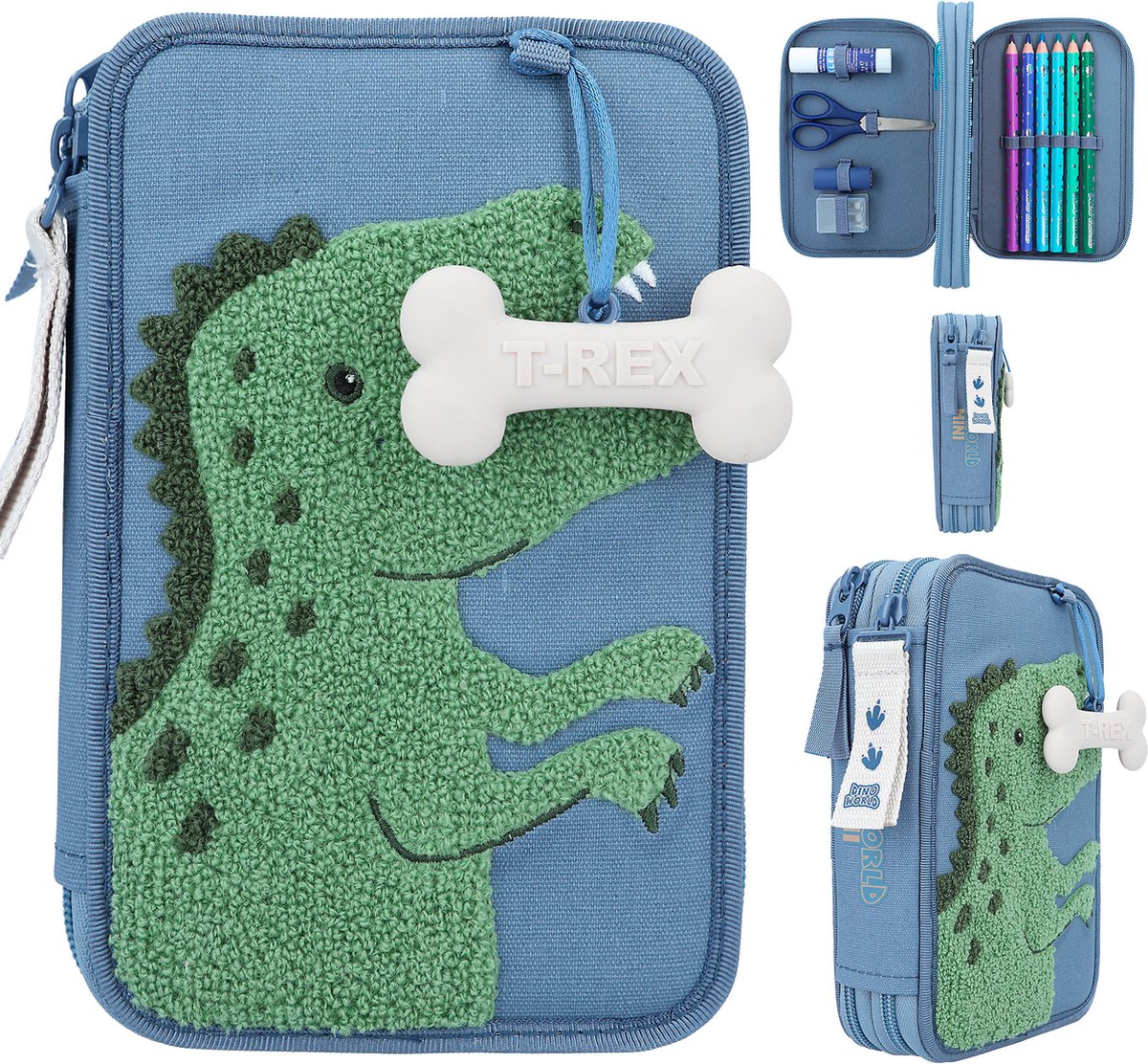 Depesche Dino World 2-vaks Etui Blauw Dino Mini