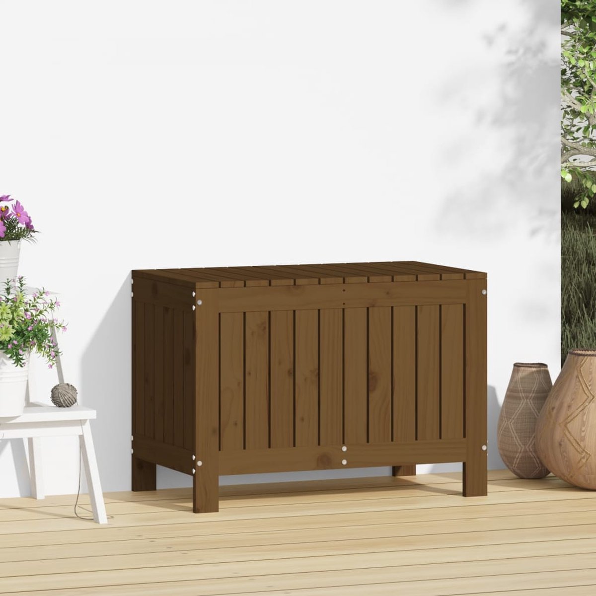 Vidaxl Tuinbox 76x42,5x54 Cm Massief Grenenhout Honing - Bruin