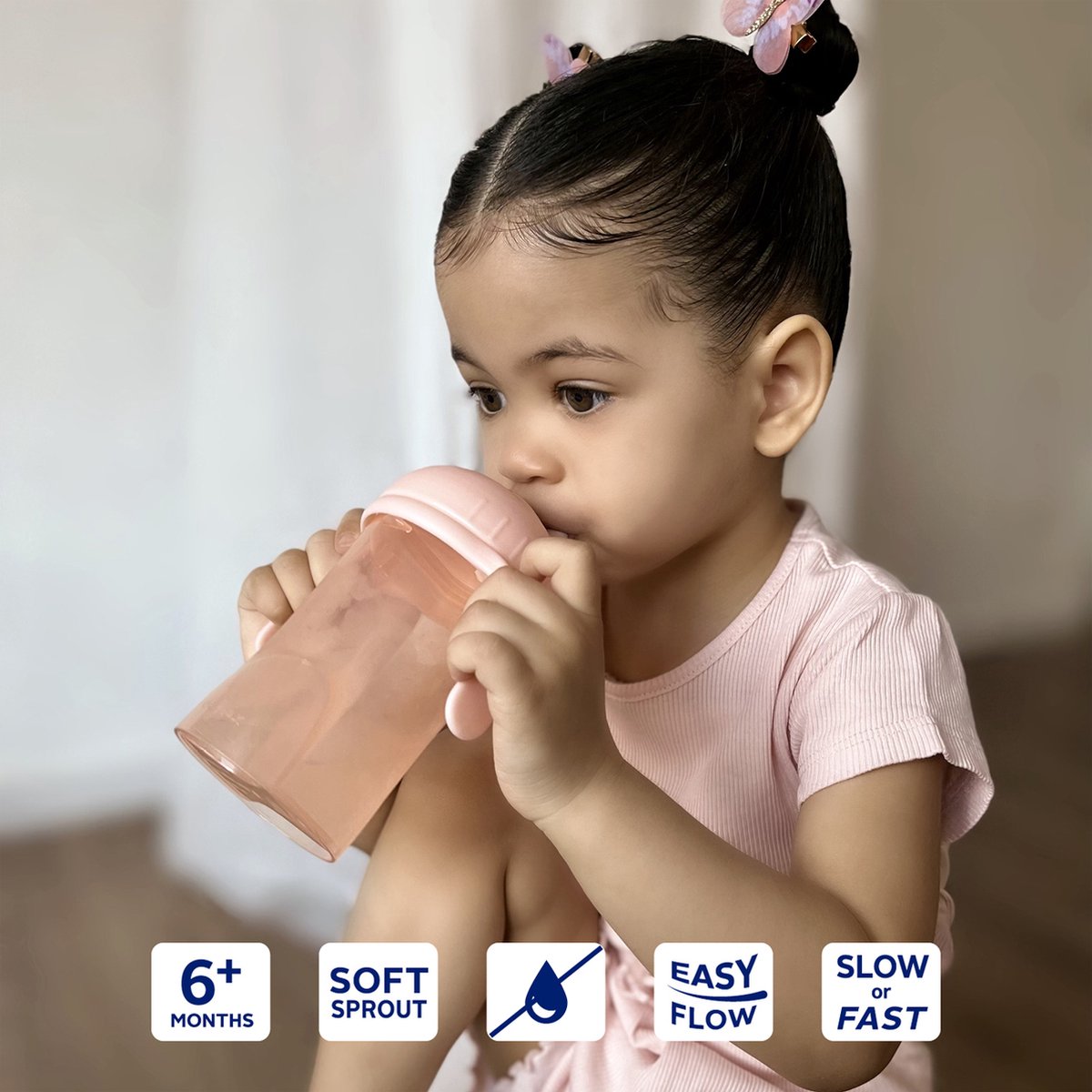 Difrax Antilek Tuitbeker 250ml Blossom - Roze