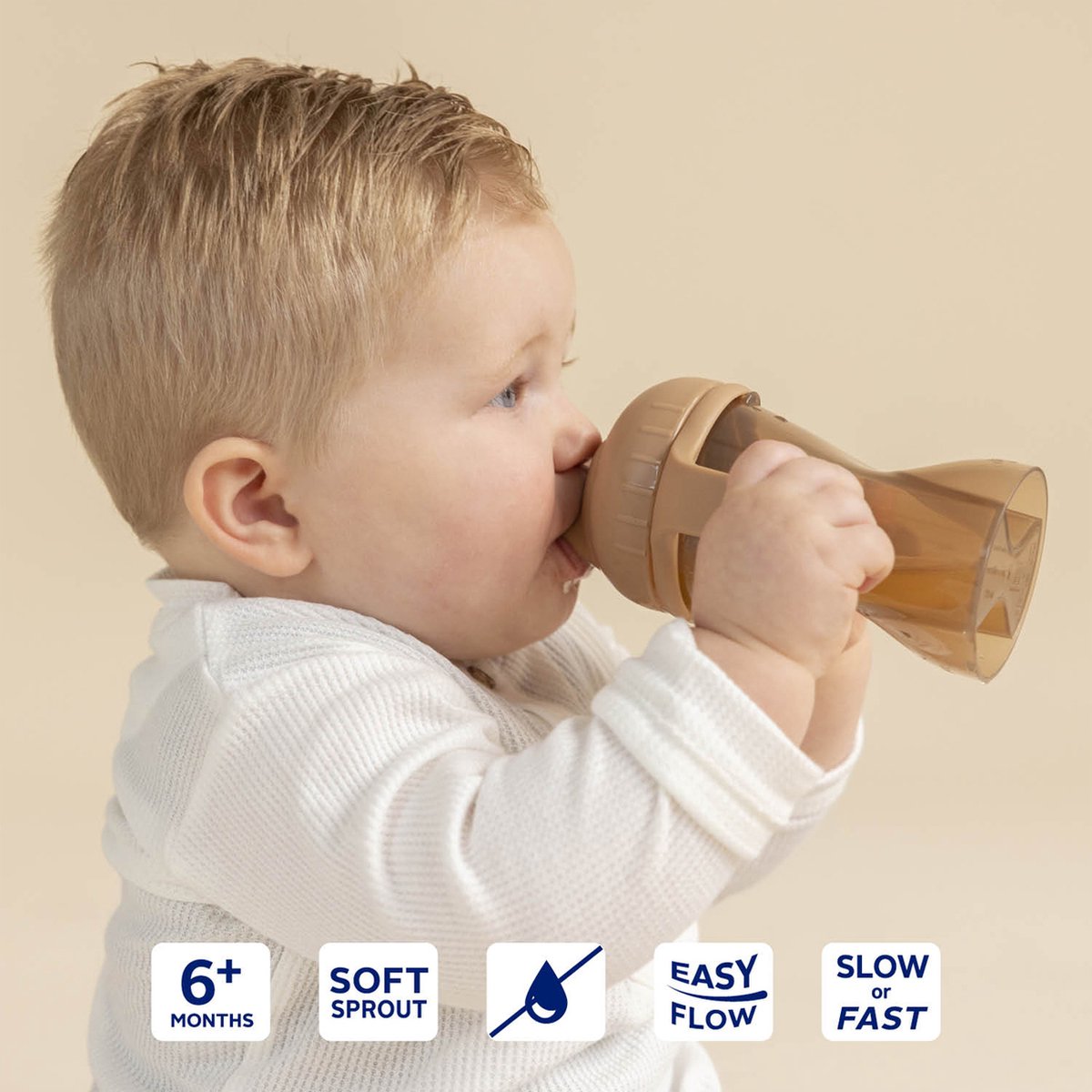 Difrax Antilek Tuitbeker 250ml Caramel - Bruin