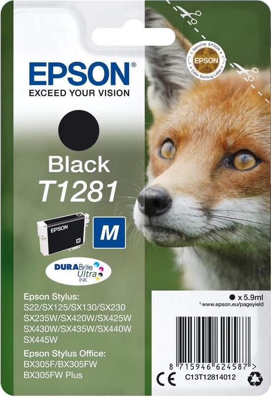 Epson T1281 Singlepack DURABrite Ultra Ink - Zwart