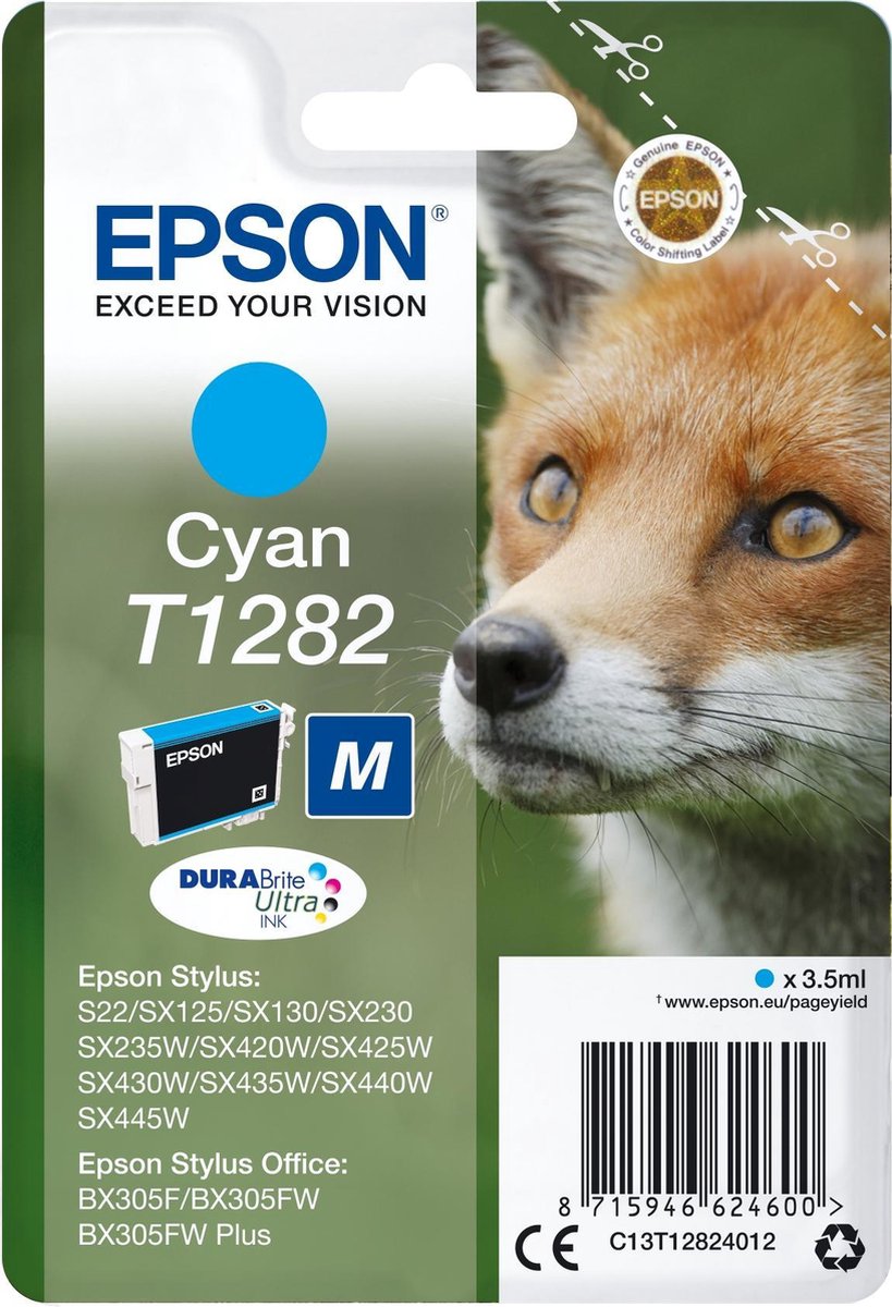 Epson T1282 Singlepack Cyaan DURABrite Ultra Ink