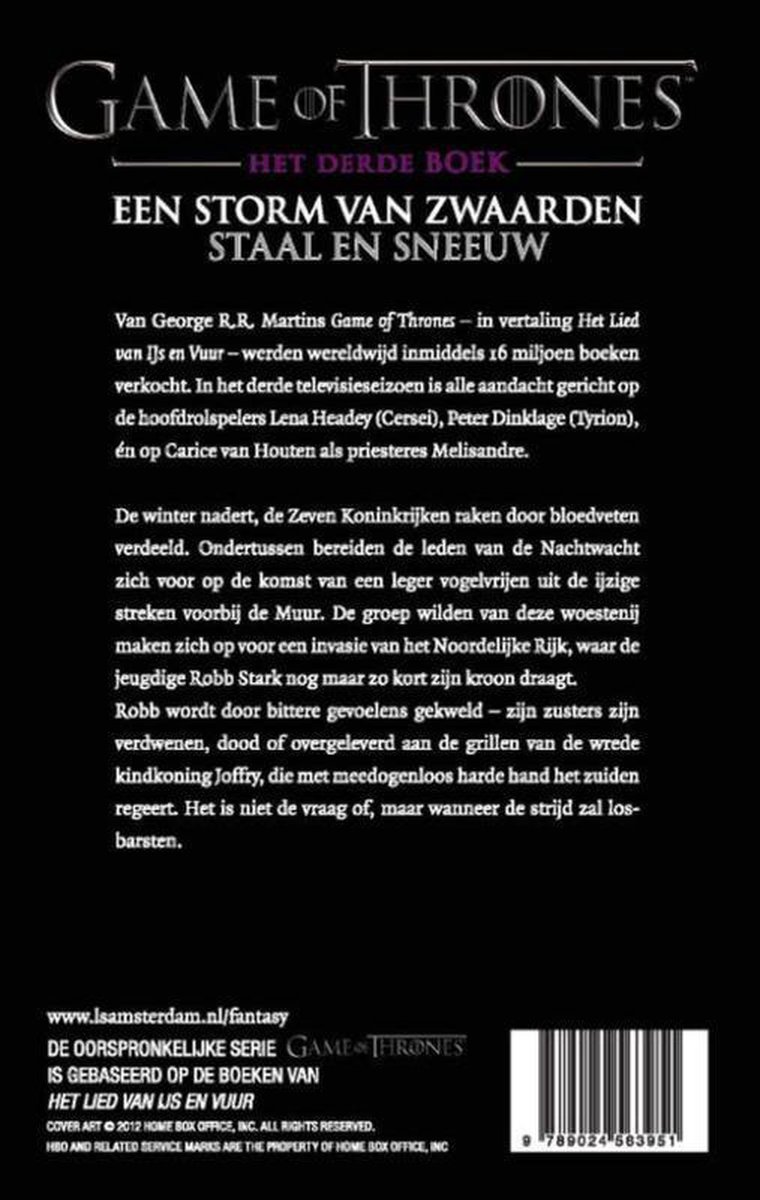 Luitingh Sijthoff Het Lied van IJs en Vuur 3 - Een storm van zwaarden 1: Staal en sneeuw