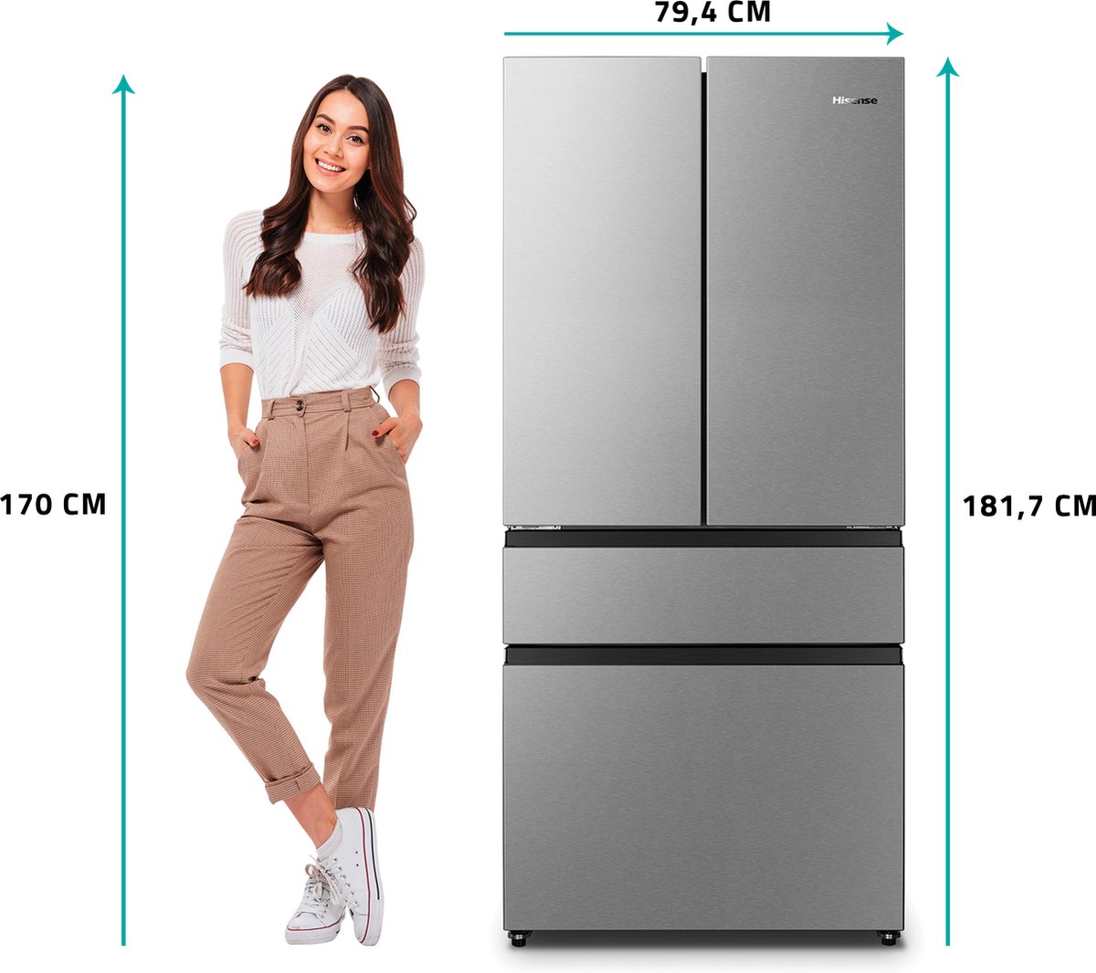 Hisense RF540N4SBI2 French Door koelvriescombinatie - Silver