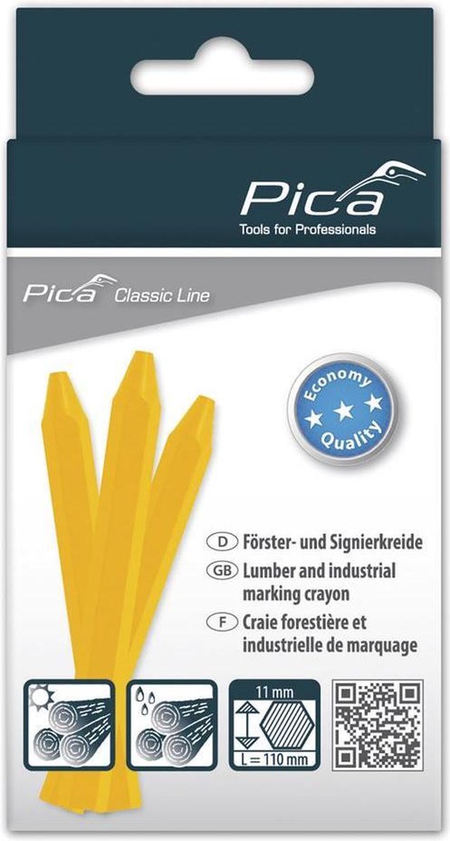 Uitgeverij Pica Pica 591/44 Markeerkrijt ECO 11x110mm Geel - 12 Stuks
