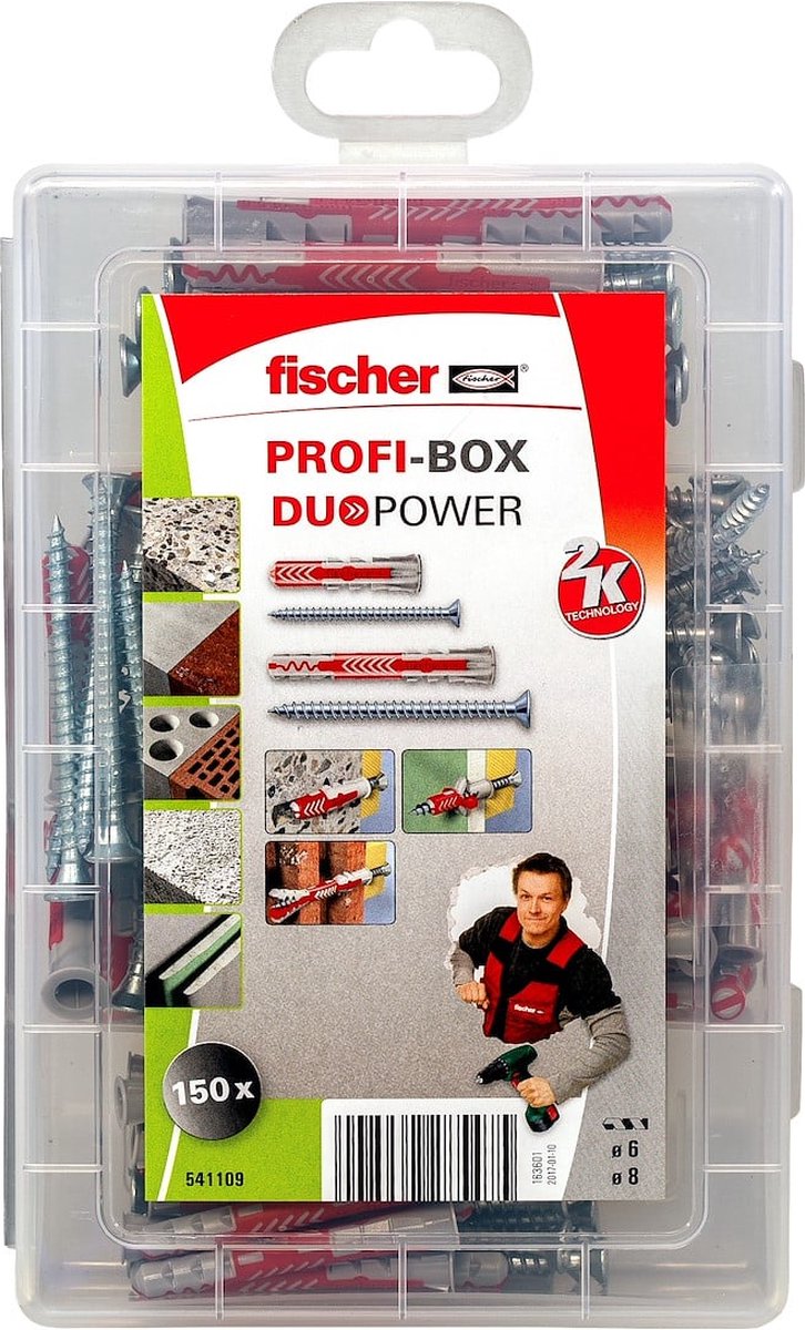 Fischer 541109 150-delige Profibox DuoPower Short/long Pluggenset Met Schroeven