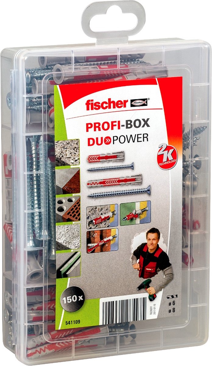 Fischer 541109 150-delige Profibox DuoPower Short/long Pluggenset Met Schroeven