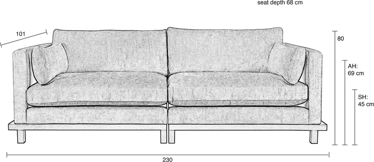 Zuiver Blossom 3-zitsbank - Beige