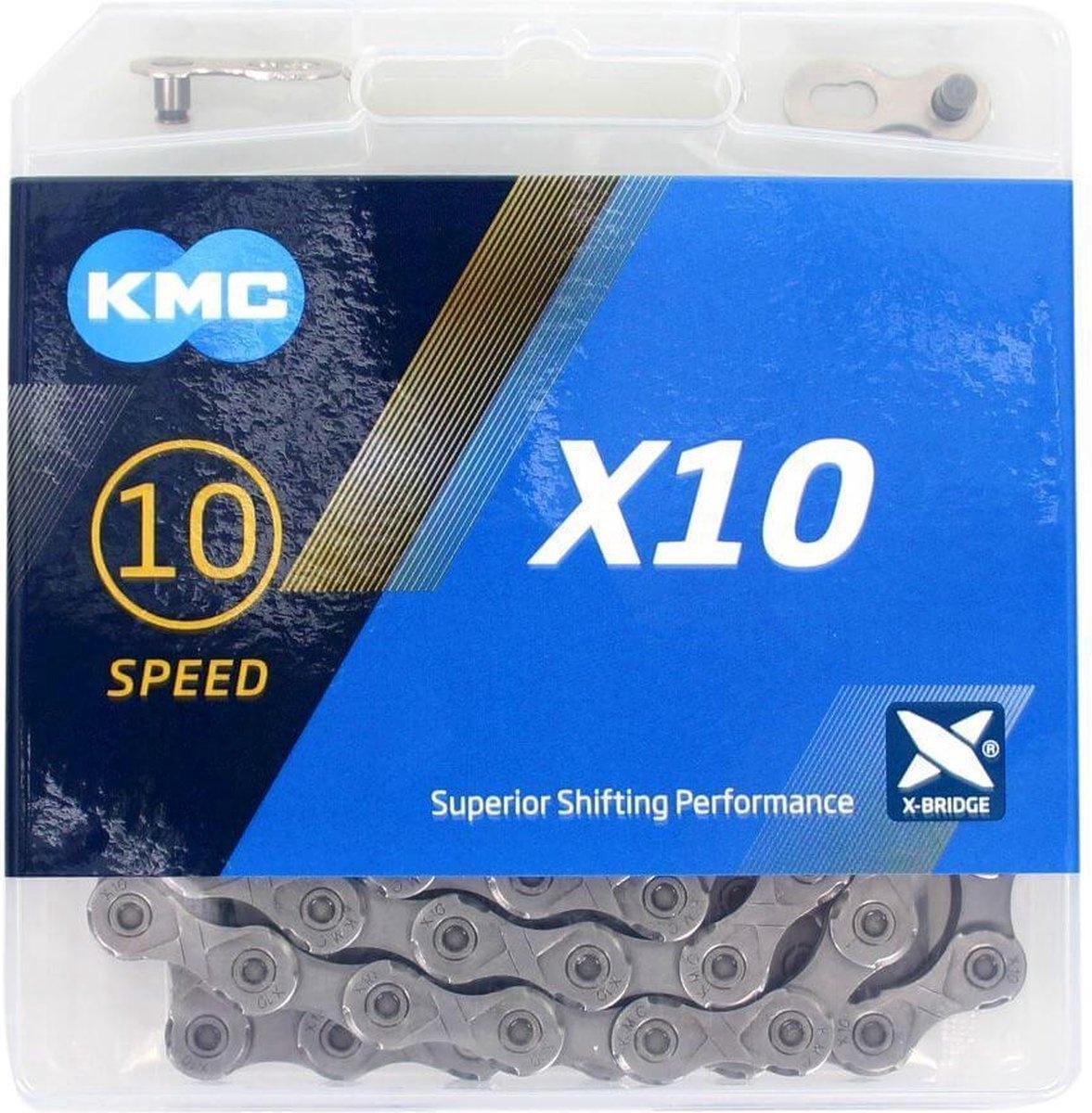 KMC ketting X10 1/2 x 11/128 inch 114S 10 speed staal - Silver