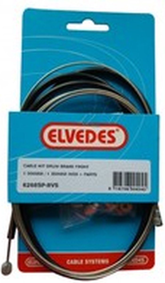 Elvedes remkabel set voor trommelrem 1350/1000 mm zwart/zilver - Silver