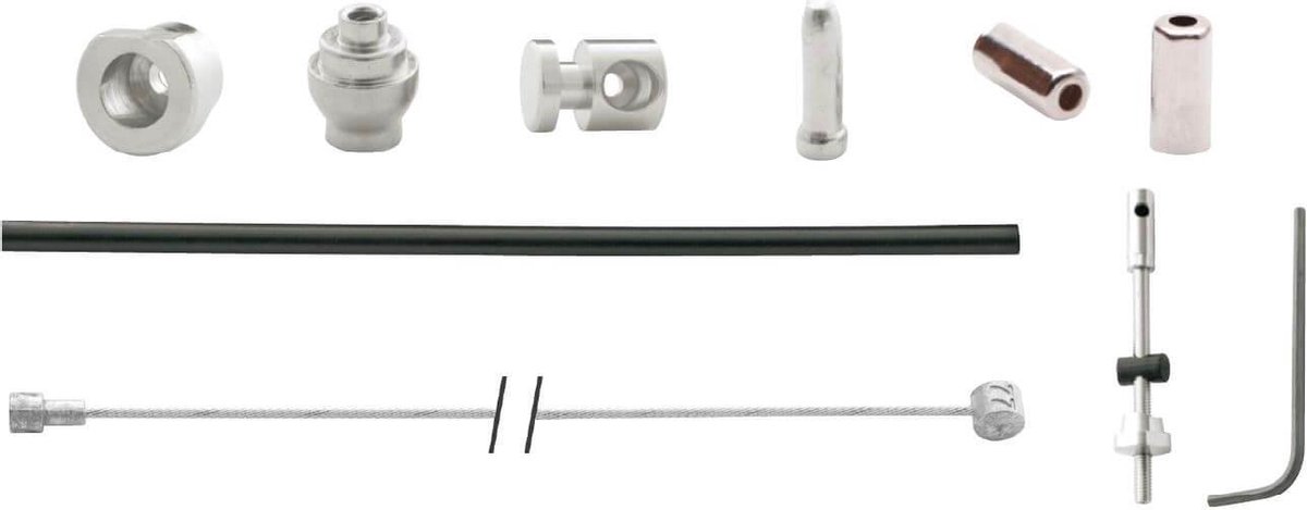 Elvedes remkabel set voor trommelrem 1350/1000 mm zwart/zilver - Silver