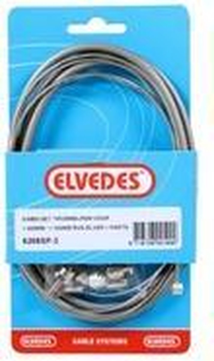 Elvedes remkabel set voor trommelrem 1350/1000 mm zwart/zilver - Silver